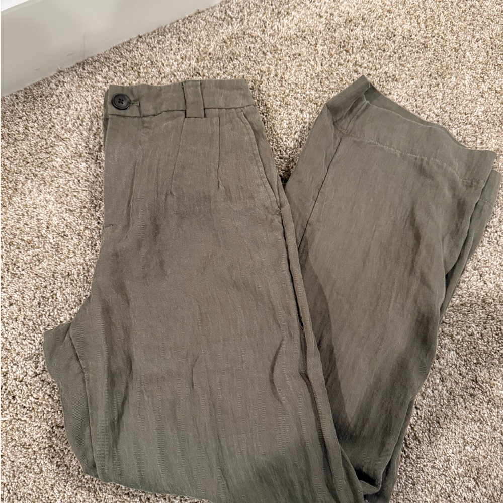 Women olive green linen pants